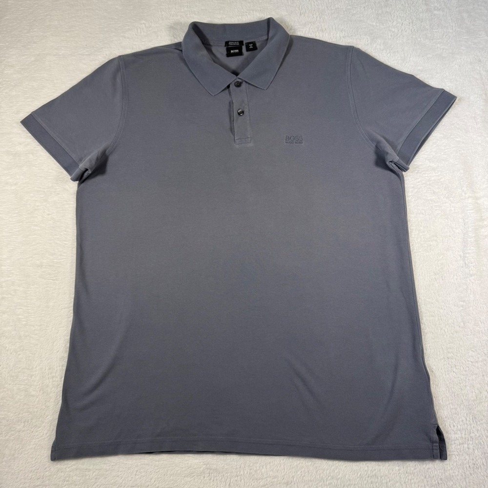 BOSS Hugo Boss Mens Regular Pima Cotton Polo Shirt Slate Blue Short Sleeve XL